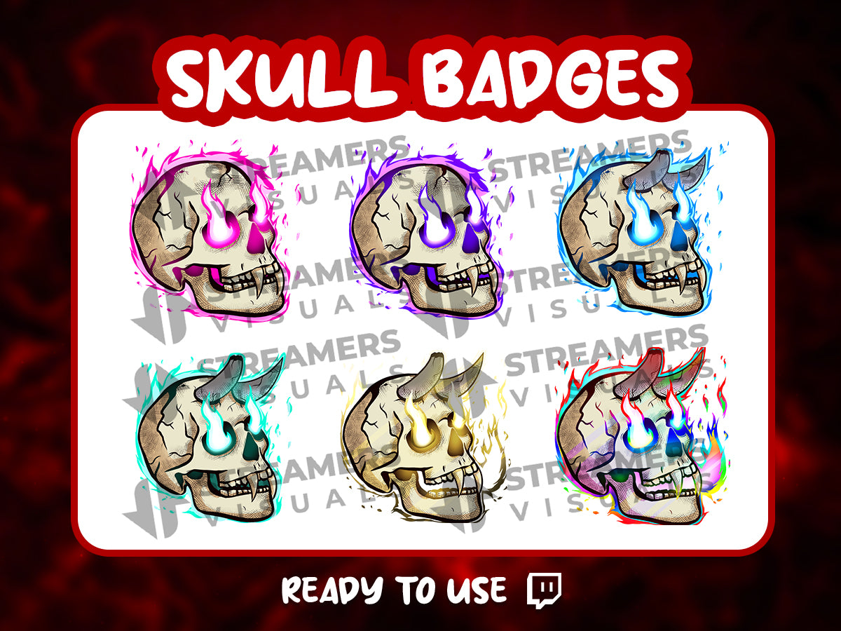 Skulls Twitch Sub Badges - 6 Pack - OWN3D