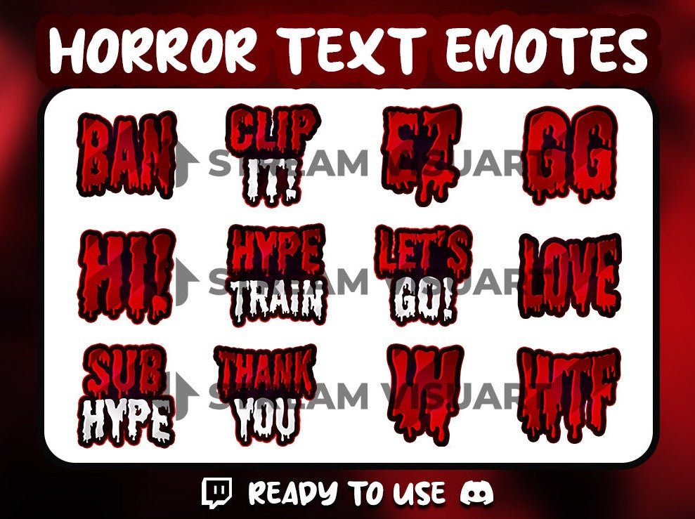 Red Text Twitch Emotes, Discord Emotes
