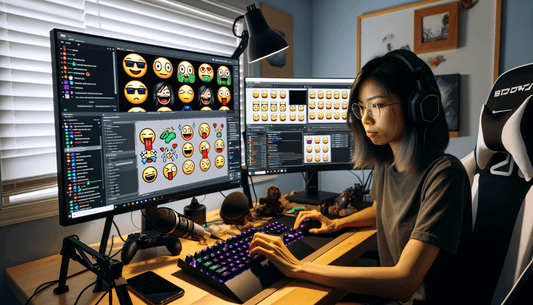 Twitch streamer configuring OBS settings, creating unique emotes to enhance viewer interaction.