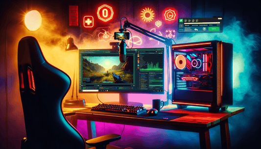 A vibrant gaming setup with OBS plugins, guiding streamers through seamless live gameplay and interactive overlays.