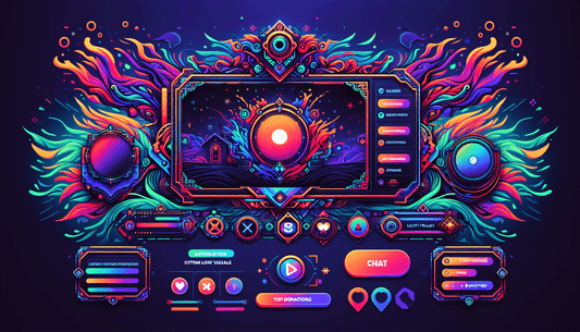 A vibrant gaming overlay enhances Twitch streams, integrating bespoke visuals for an immersive viewer experience.