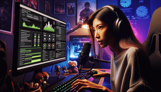 A Twitch streamer optimizing system settings for lag-free, seamless gaming experience.