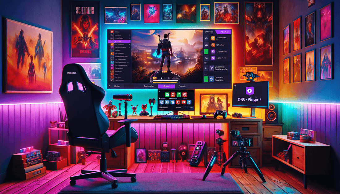 A vibrant gaming setup enhanced by OBS plugins, showcasing seamless installation and transformative streaming impact.