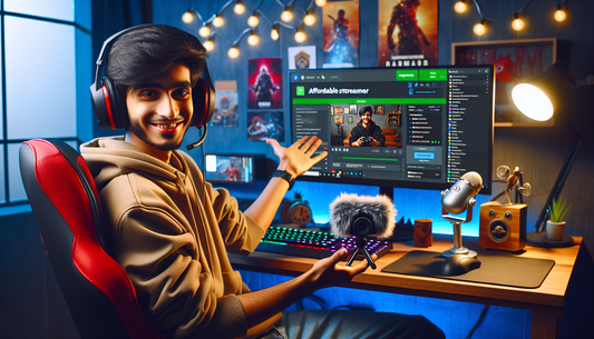 Twitch streamer showcasing budget-friendly streaming hardware and top-notch software.