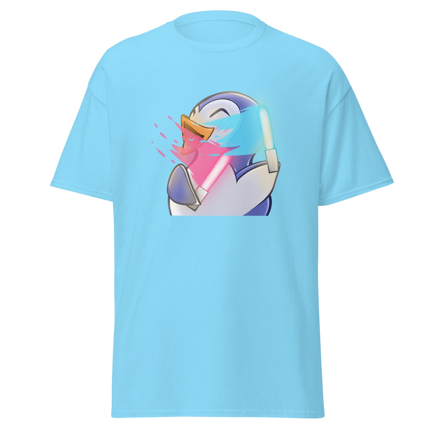 Penguin Dance Glow with Sticks T-Shirt - Light Sky Blue