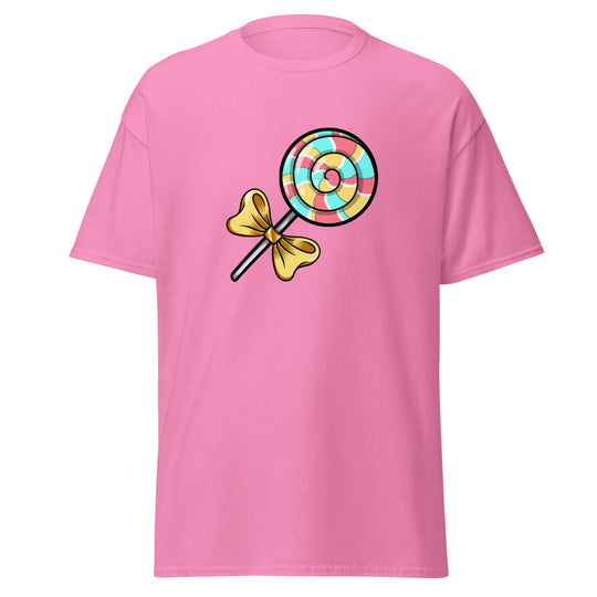 Vibrant Lollipop Gamer T-Shirt - A Blast of Color on Pink