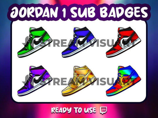 Air Jordan 1 Twitch Sub Badges 6-Pack - StreamersVisuals