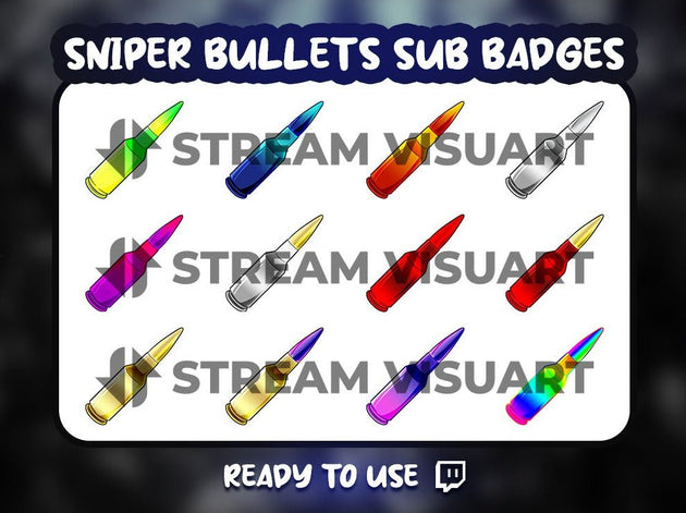 Balle de Sniper Badges Twitch 12-Pack - StreamVisuArt