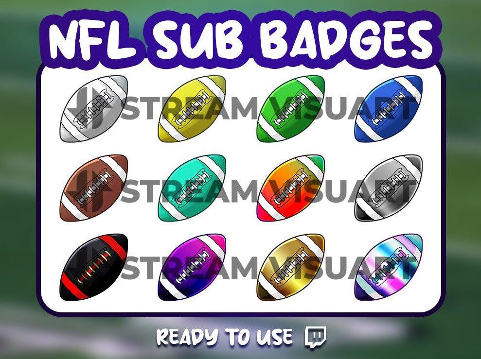 American Football Ball Twitch Sub Badges 12-Pack - StreamersVisuals