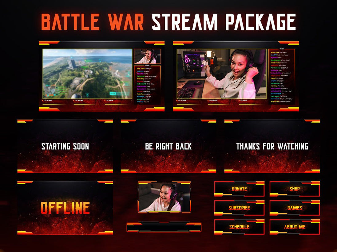 Battle War Stream Pack Overlays - StreamVisuArt