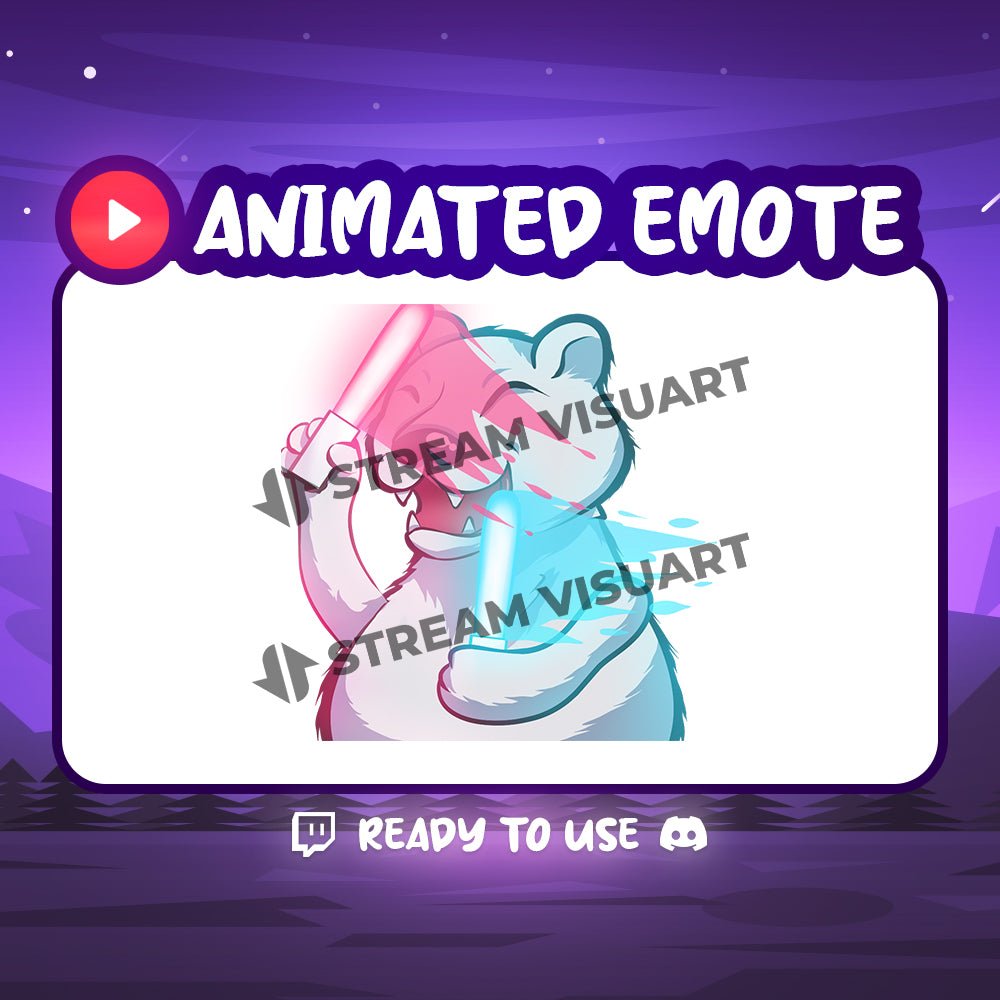Bear Glowstick Animated Emote Cute Twitch Discord Youtube Subscriber Cool Dance Cartoon Text Emoji for Stream - StreamVisuArt