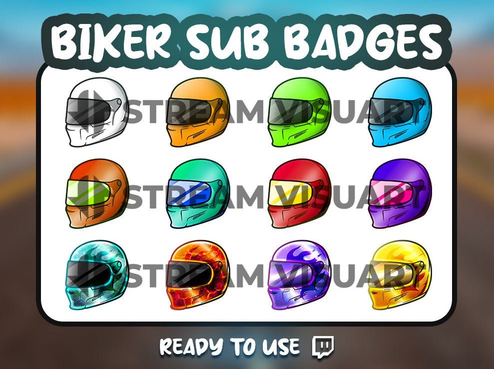 Casque de Moto Badges Twitch 12-Pack - StreamVisuArt