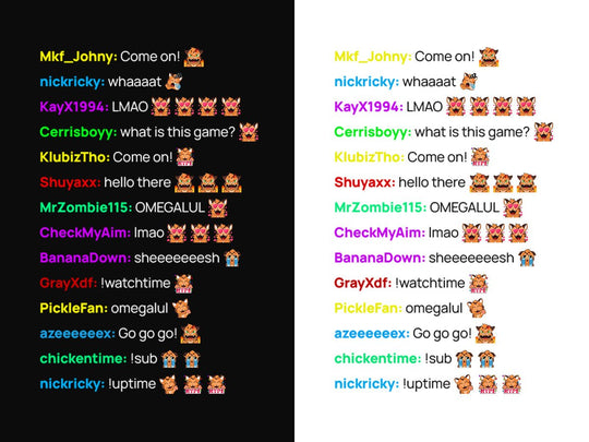 Chat Kawaii Emotes 6-Pack (4 couleurs) - StreamVisuArt