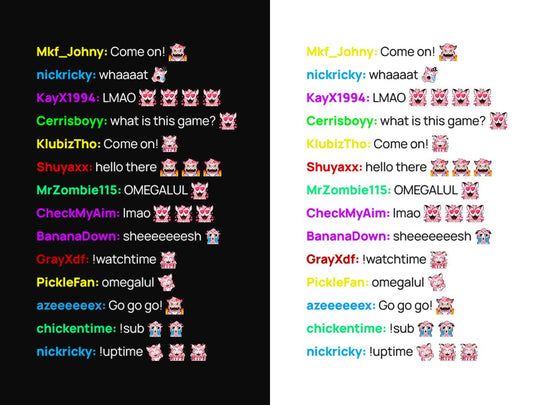 Chat Kawaii Emotes 6-Pack (4 couleurs) - StreamVisuArt