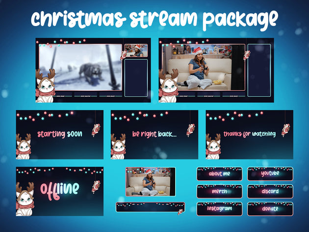 christmas twitch overlay blue