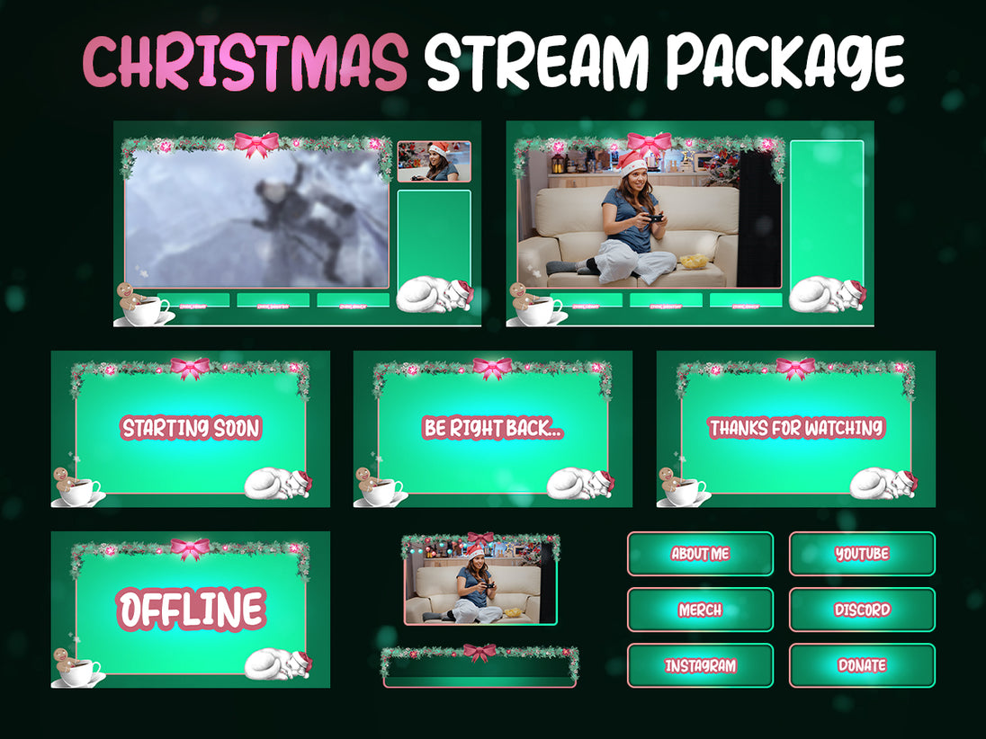 christmas twitch overlays green