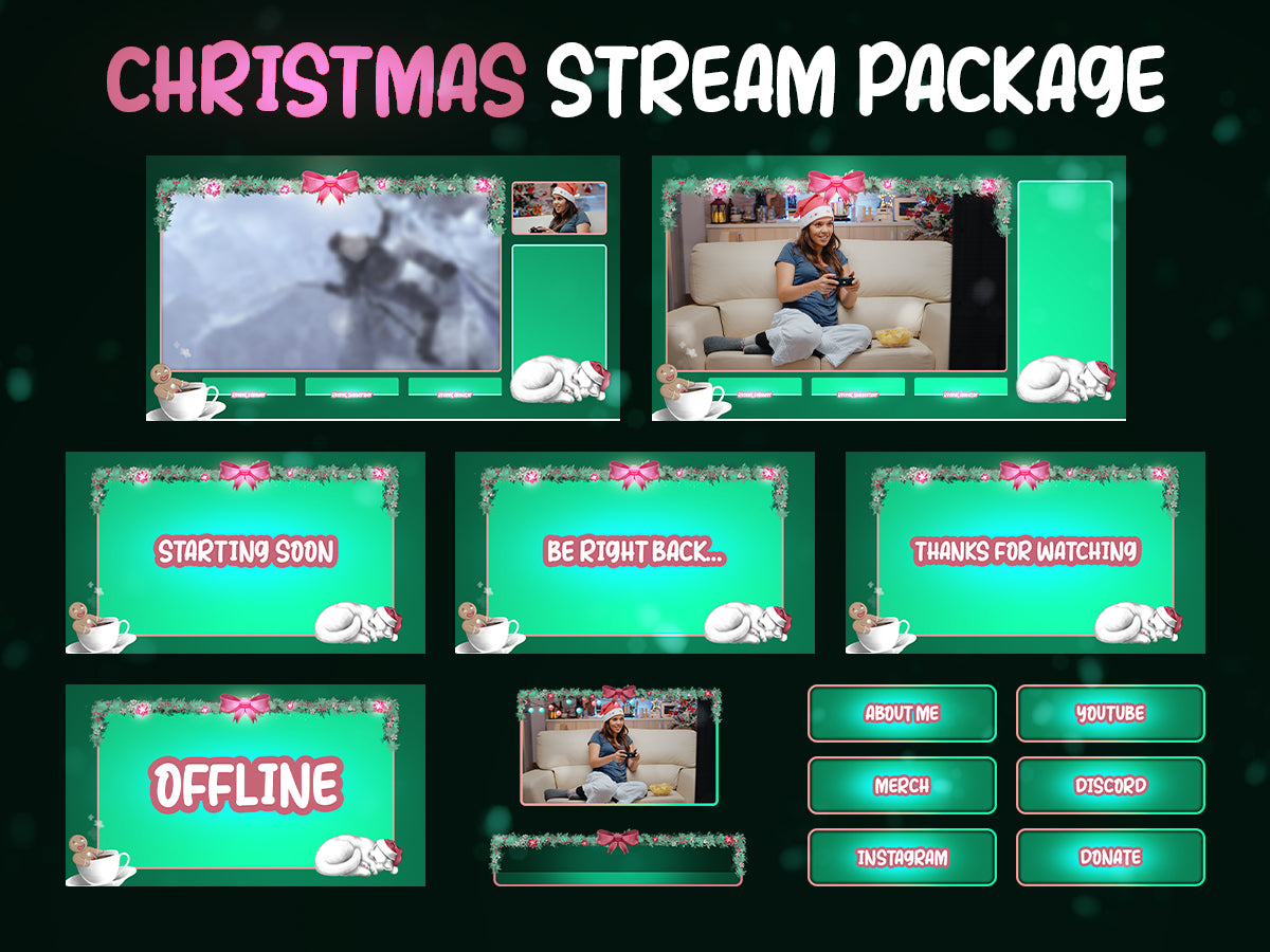 christmas twitch overlays green