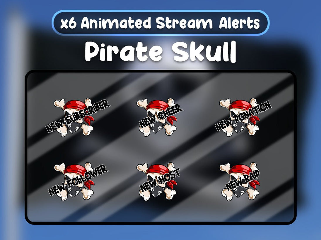 Crâne Pirate x6 Alertes de Stream Twitch - StreamVisuArt