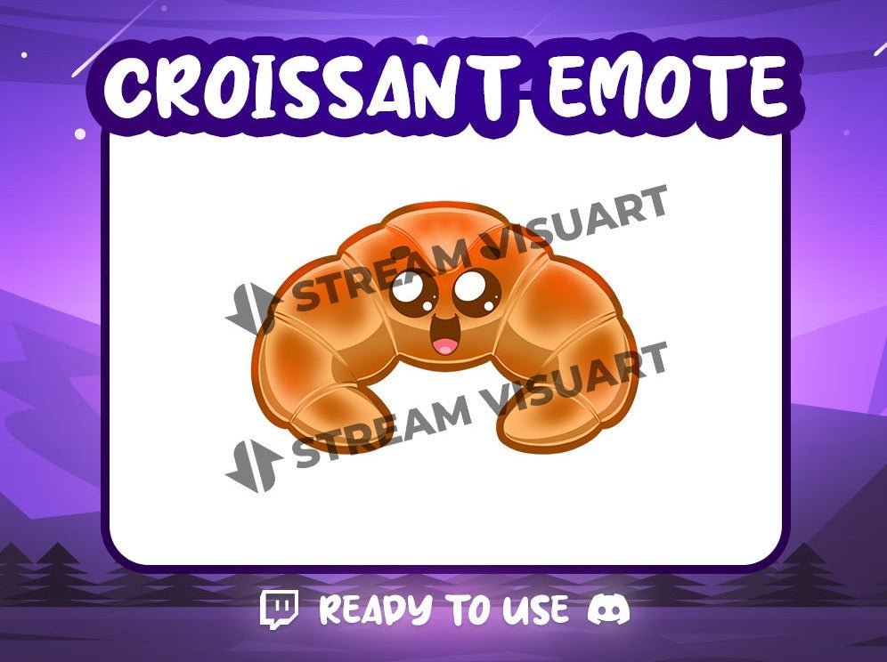 Croissant Emote Kawaii Twitch Discord Youtube Subscriber Cute Chibi Funny Emoji for Stream - StreamVisuArt