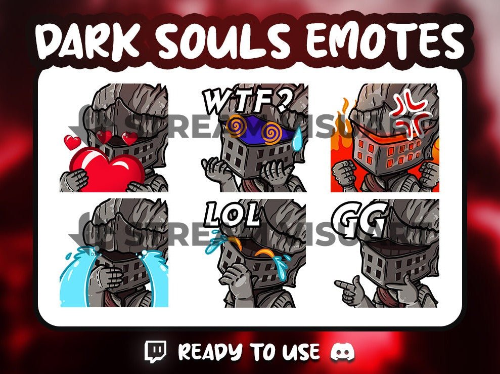 Dark Souls Emotes Bundle pour Twitch Discord Youtube Hard Gamer - StreamVisuArt