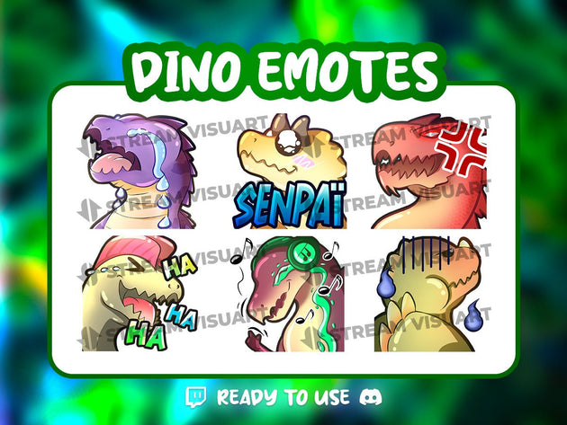 Dinosaure Emotes 6-Pack - StreamVisuArt