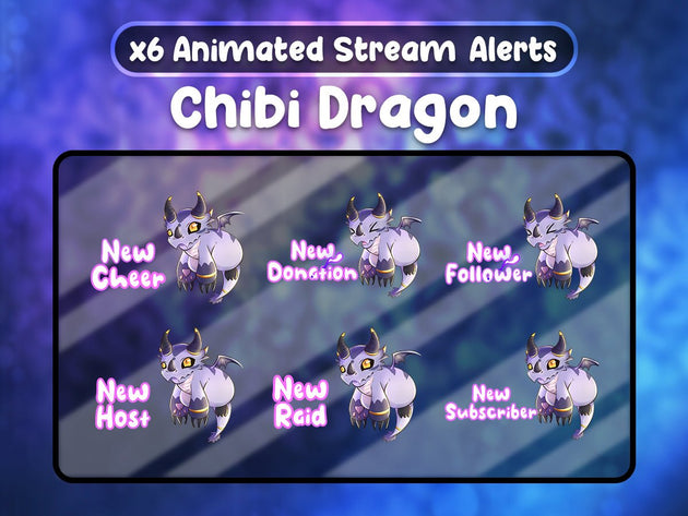 Dragon Chibi x6 Alertes de Stream Twitch - StreamVisuArt
