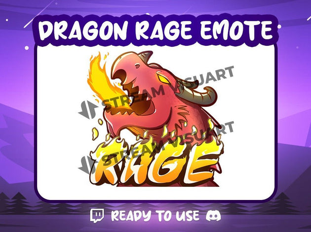 Dragon Rage Emote Twitch Discord Youtube Subscriber Angry Flames Red Dragon Emoji for Stream Gaming Digital - StreamVisuArt