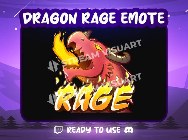 Dragon Rage Emote Twitch Discord Youtube Subscriber Angry Flames Red Dragon Emoji for Stream Gaming Digital - StreamVisuArt