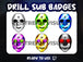 Drill Masque Badges Twitch 6-Pack - StreamVisuArt