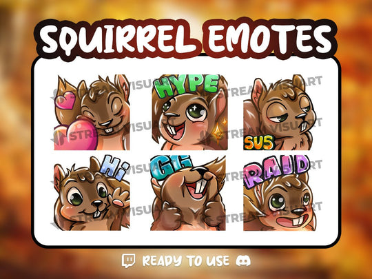 Écureuil Emotes 6-Pack - StreamVisuArt