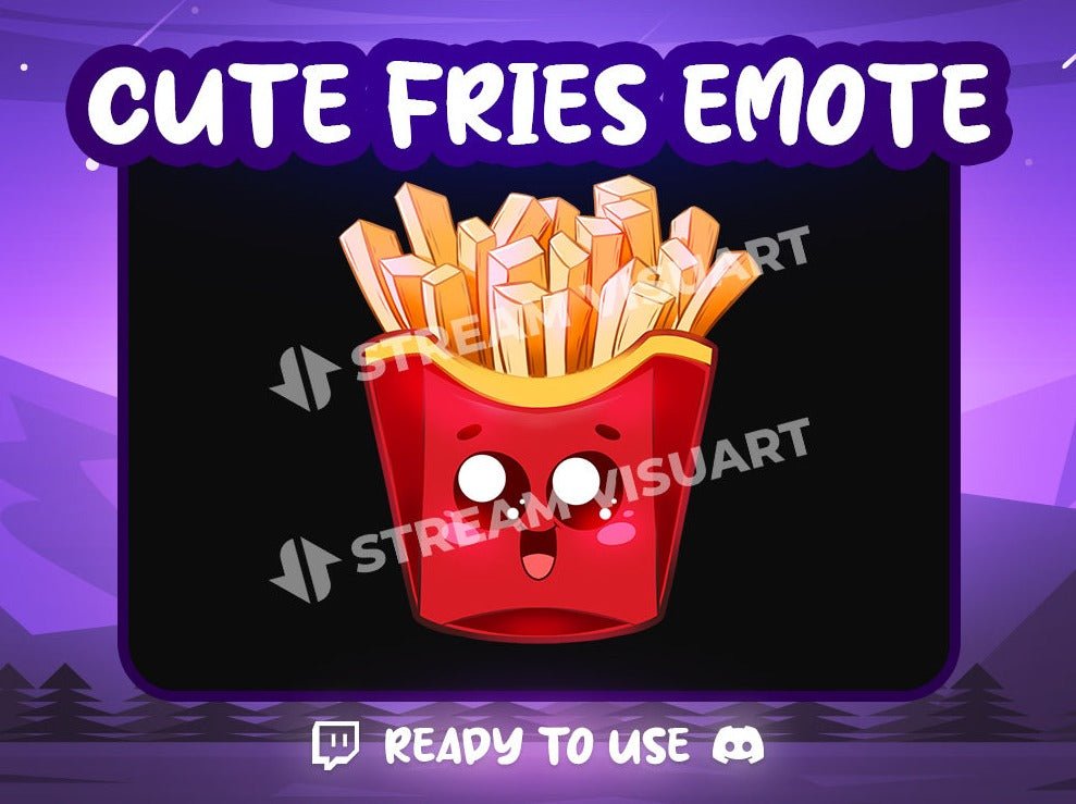 French Fries Emote Twitch Discord Youtube Subscriber Kawaii Food Cute Emoji for Stream - StreamVisuArt