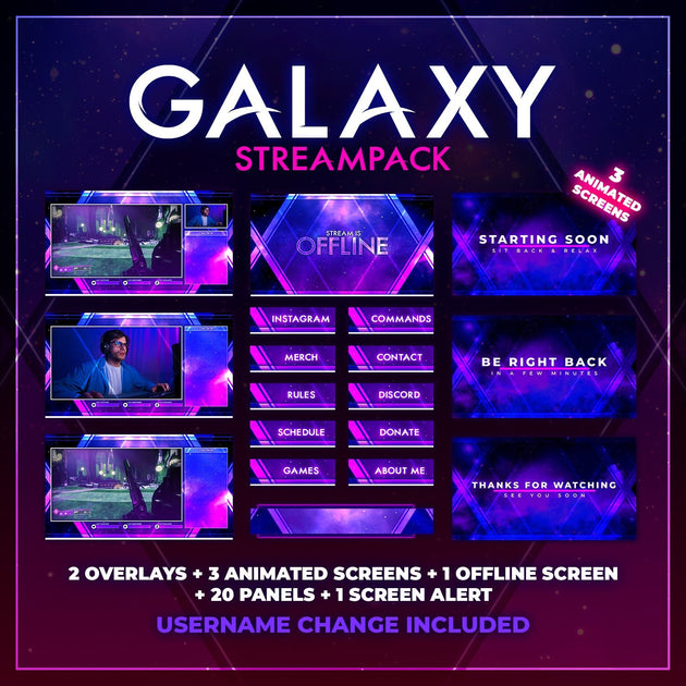 Galaxy Stream Pack Overlays - StreamVisuArt