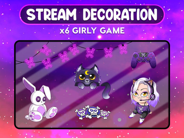 Girly Games - 6 Décorations de Stream animées - StreamVisuArt