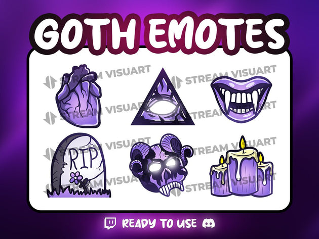 Gothique Emotes 6-Pack - StreamVisuArt