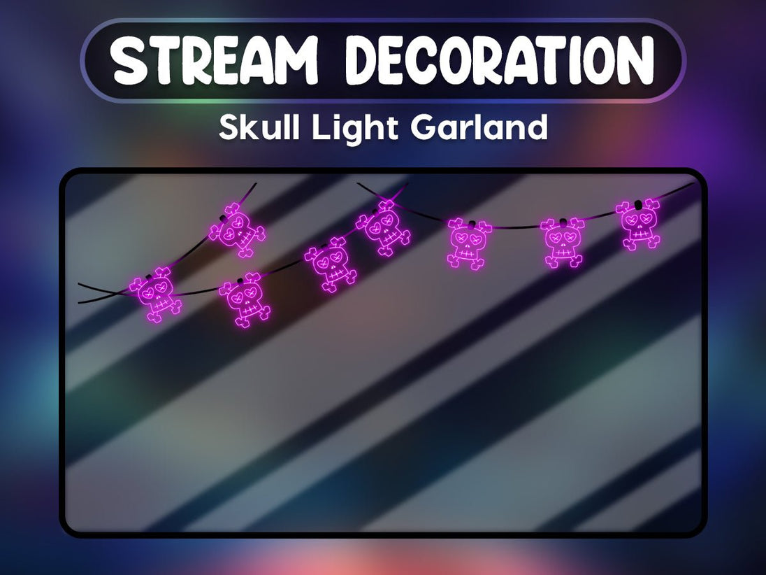 Animated Neon Skull Garland Stream Decoration - StreamersVisuals