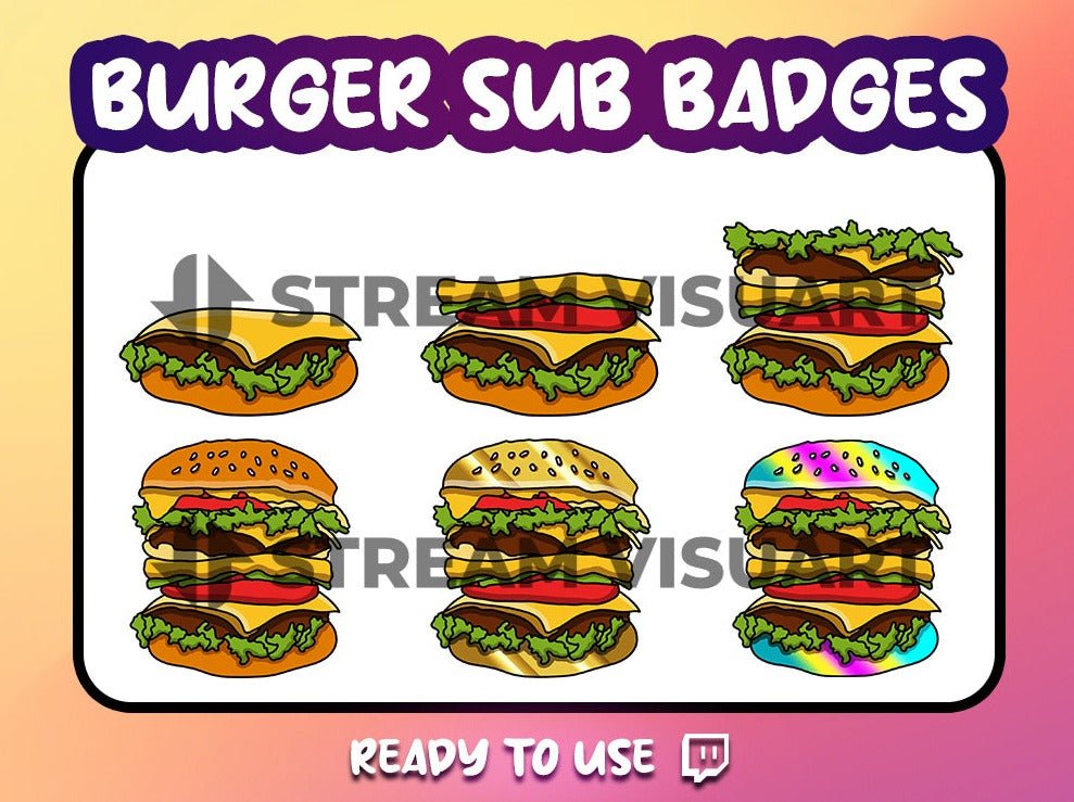 Hamburger Badges Twitch 6-Pack - StreamVisuArt
