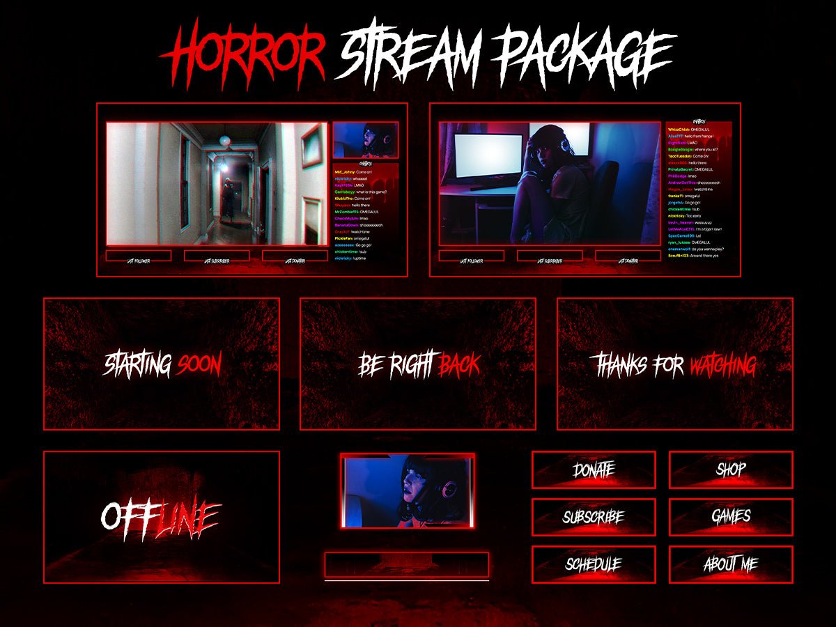 Horror Stream Pack Overlays - StreamVisuArt