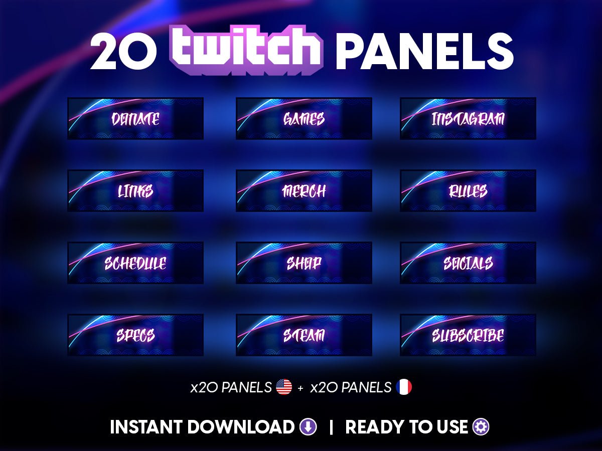 Neon Japan Twitch Panels Vibrant Streaming Assets - StreamersVisuals