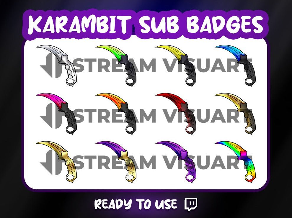 Karambit CSGO Badges Twitch 12-Pack - StreamVisuArt
