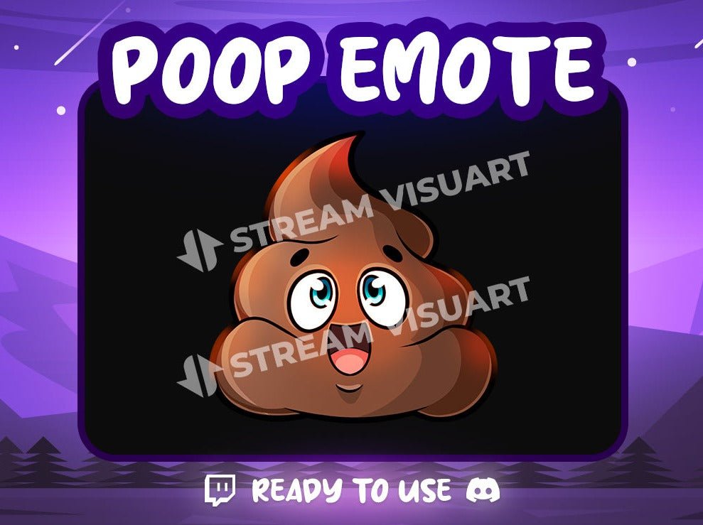 Kawaii Poop Emote Twitch Discord Youtube Subscriber Cute Chibi Funny Emoji for Stream - StreamVisuArt