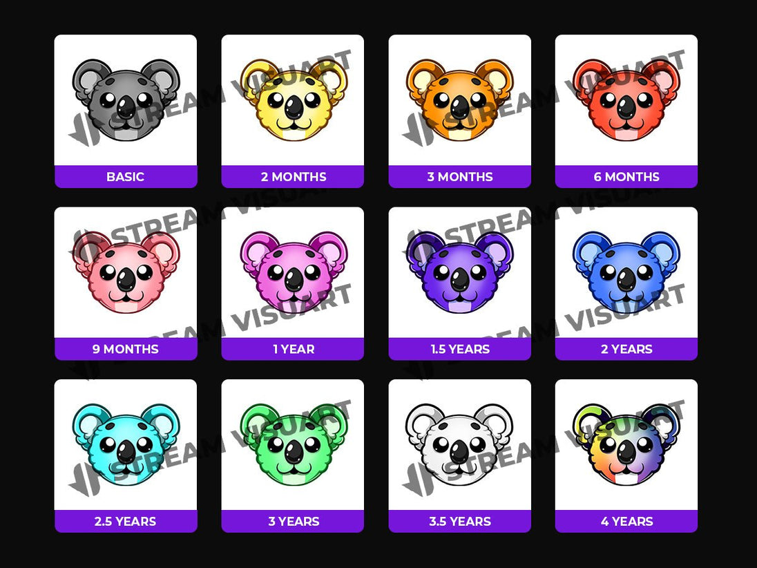 Koala Badges Twitch 12-Pack - StreamVisuArt