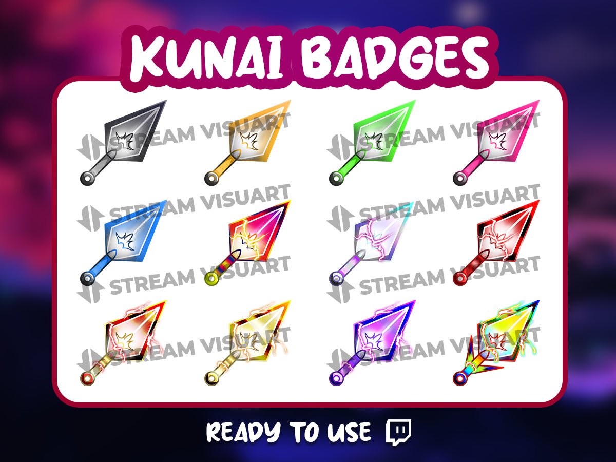 12-Pack Kunai Twitch Badges for Streamers - StreamersVisuals