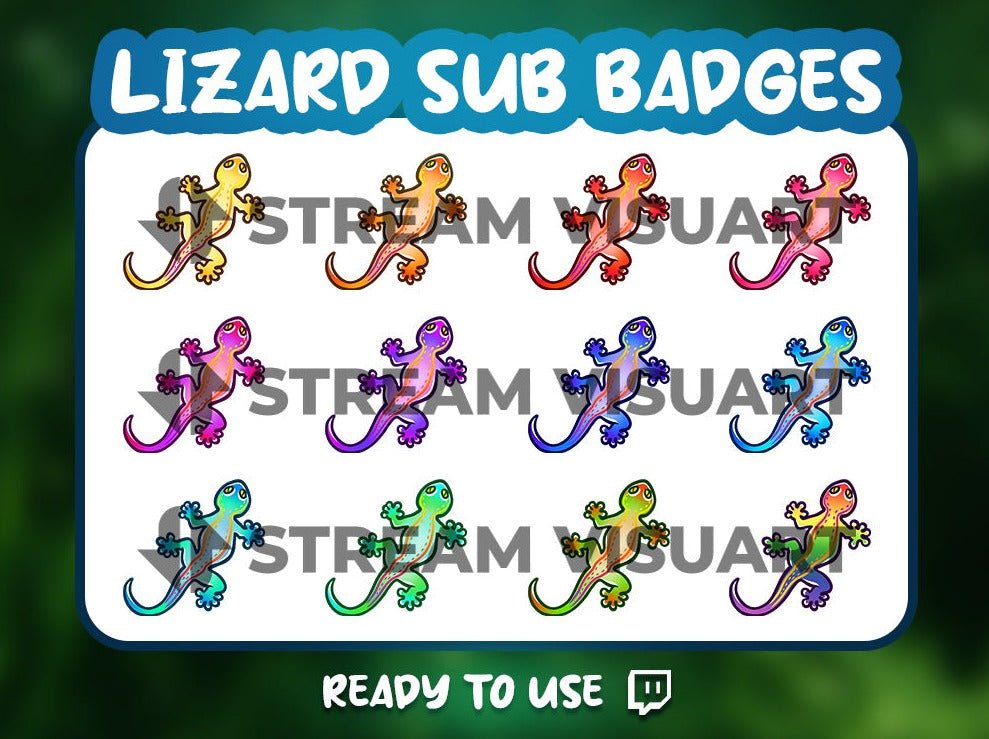 Lézard Badges Twitch 12-Pack - StreamVisuArt