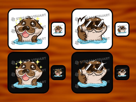 Loutre Emotes 12-Pack - StreamVisuArt