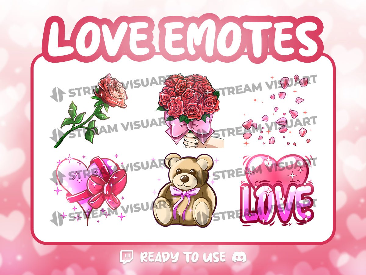 Love Emotes Bundle for Twitch Discord Youtube Subscriber Chibi Valentine's Day Passion Adoration - StreamVisuArt