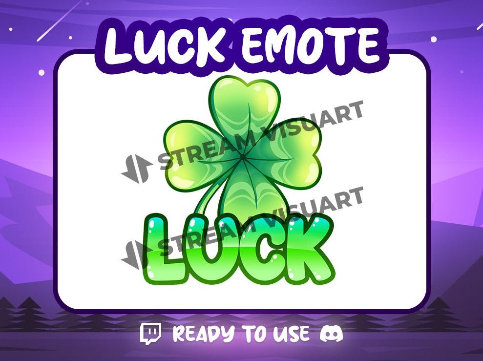 Luck Emote Twitch Discord Youtube Subscriber Cute Fortune Green Lucky Cartoon Emoji for Stream - StreamVisuArt