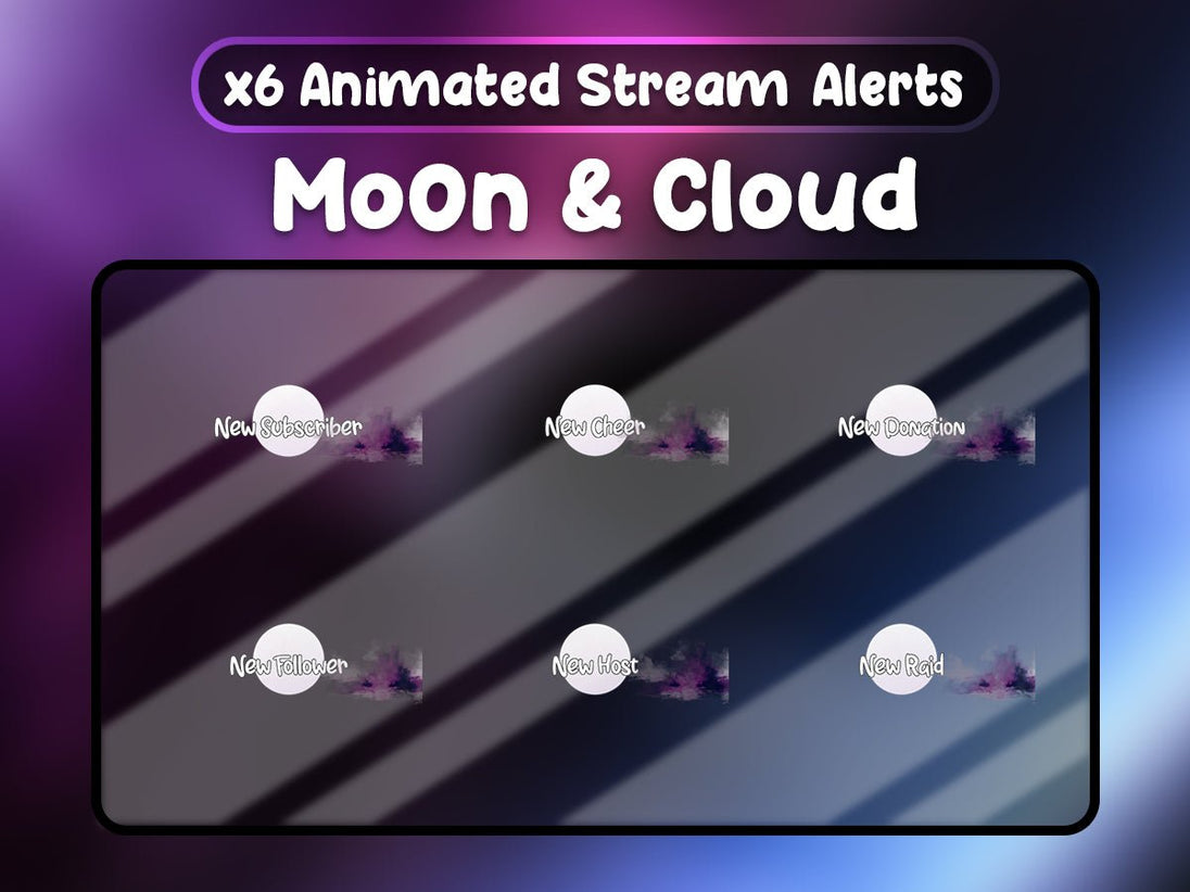 Lune Nuageuse x6 Alertes de Stream Twitch - StreamVisuArt