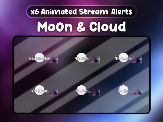 Lune Nuageuse x6 Alertes de Stream Twitch - StreamVisuArt