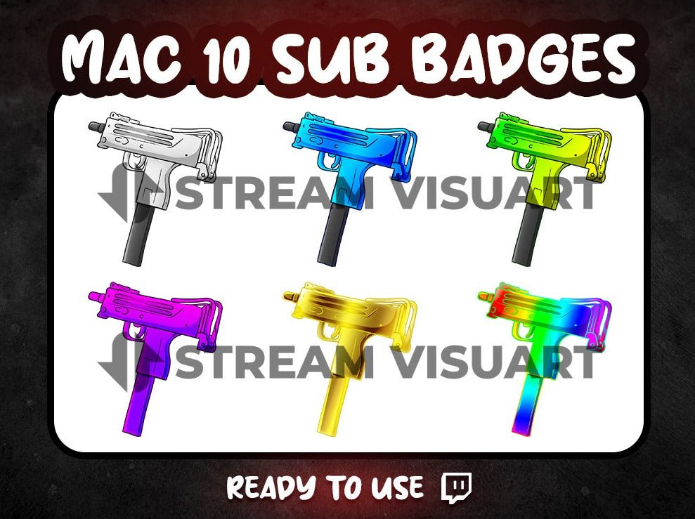 MAC 10 Badges Twitch 6-Pack - StreamVisuArt