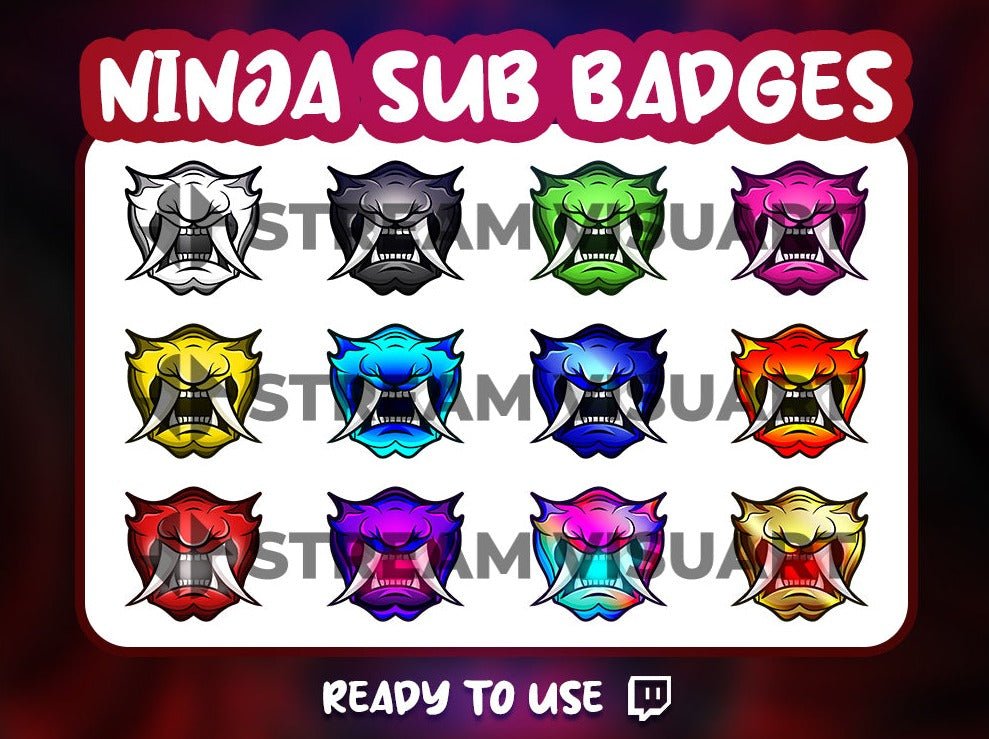 Masque Ninja Badges Twitch 12-Pack - StreamVisuArt